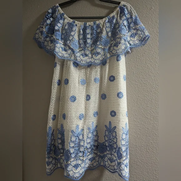 Miguelina | Dresses | Miguelina Angelique Lace Embroidery Floral Summer Off  Shoulder Babydoll Dress | Poshmark